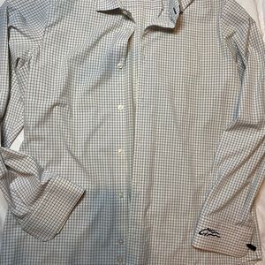 Mizzen+Main White and navy  Grid Shirt